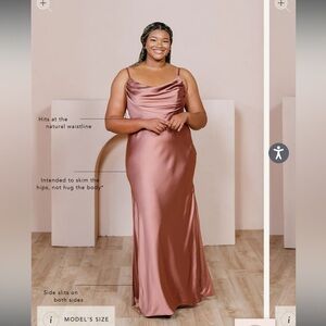 Revelry Satin Skye Desert Rose Bridesmaid Dress Size 18 Petite